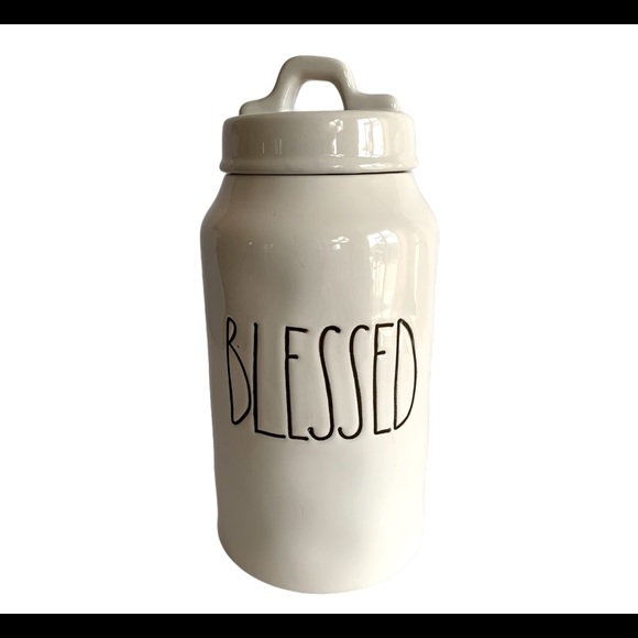 Rae Dunn Blessed Ceramic Canister EUC